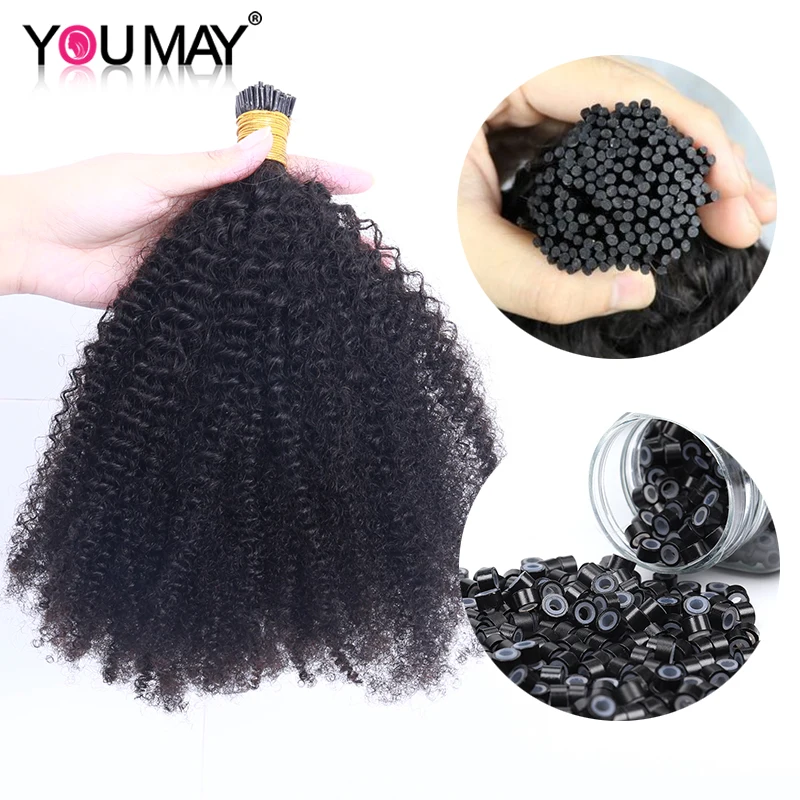 

Afro Kinky Curly Human Hair 4B 4C I Tip Microlinks Hair Extensions Peruvian Virgin Hair Bulk For Black Women You May