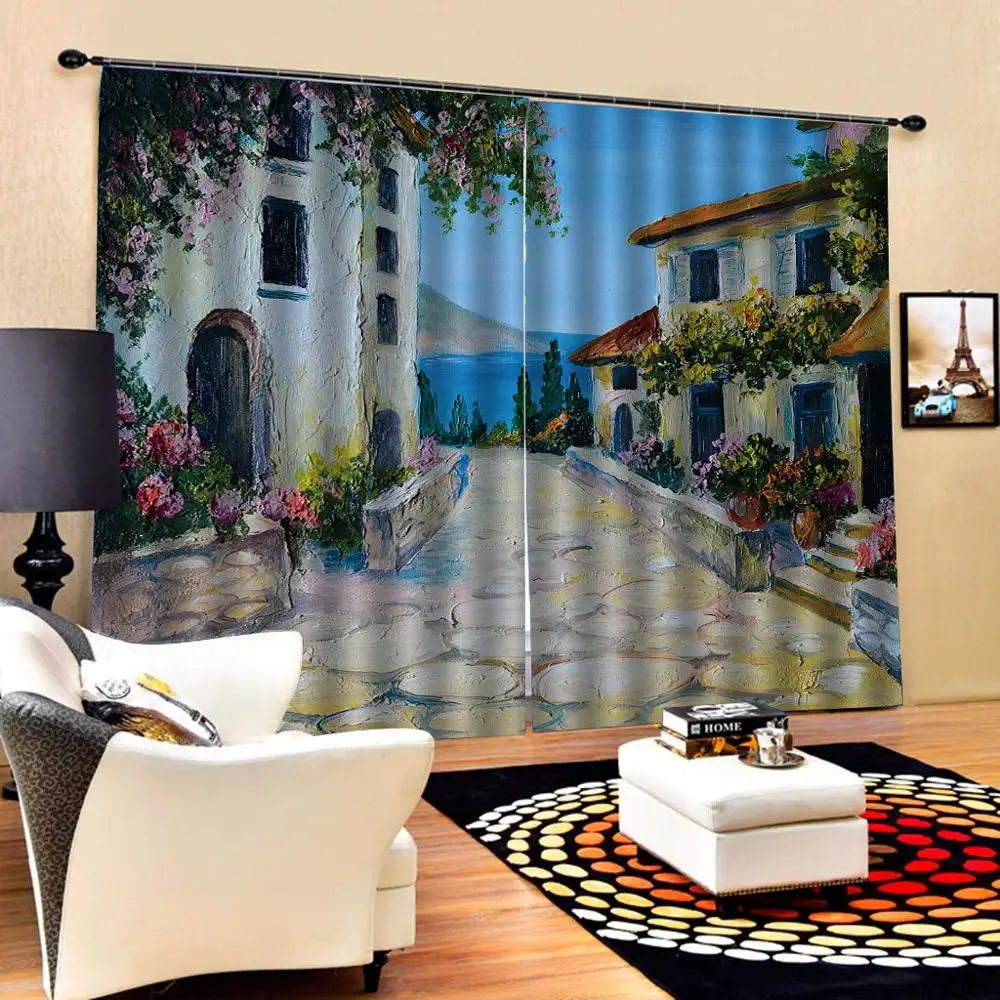 Занавески с рисунком деревенской дороги 3D занавески на окна роскошные Блэкаут 3d