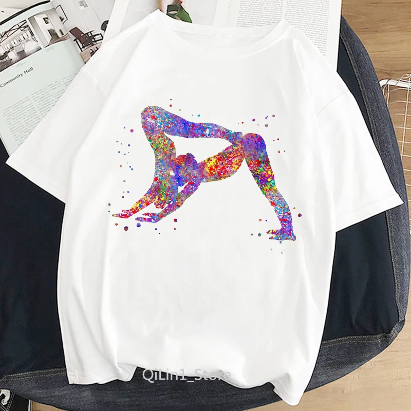 

Summer White Watercolor Printed Tshirt Femme Tops Sports Lover Gift Tees Harajuku T Shirt shirts for women Women T-Shirts
