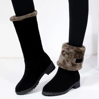 two wearings women mid calf high bootsmid heel snow bootswarm winter shoesfashion blackgreywine reddropshipping
