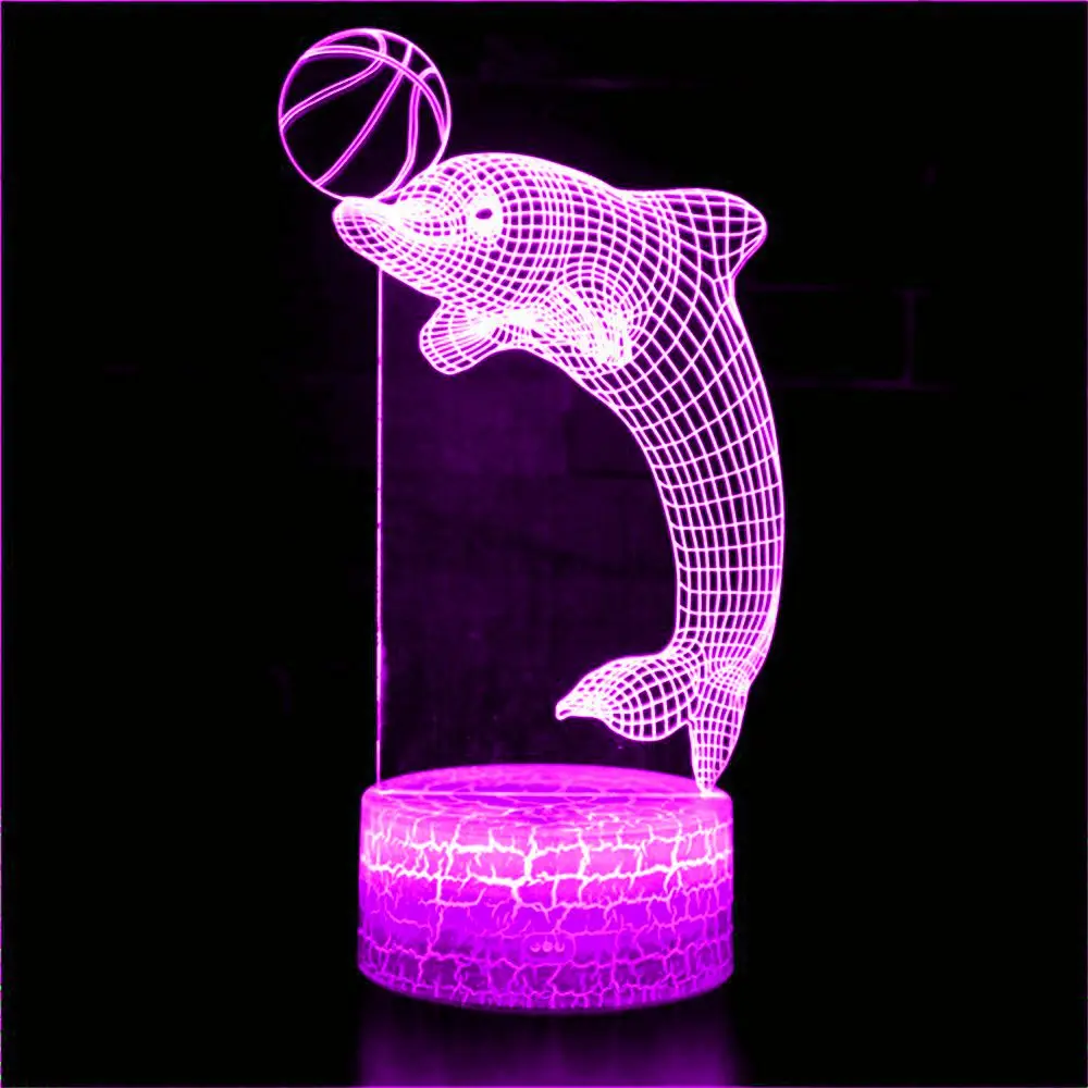 

Океанский мир, животное, дельфин, украшение, кукла, искусство, светодиодный ночсветильник, 3D атмосферный свет, USB, настольная лампа