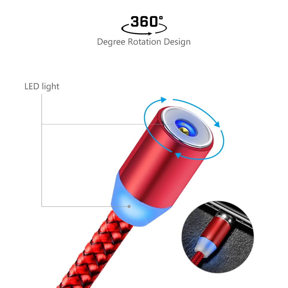 Круглый светодиодный магнитный usb-кабель Зарядное устройство USB C type C/Micro USB/IOS штекер зарядный кабель зарядное устройство для iPhone samsung Xiaomi huawei