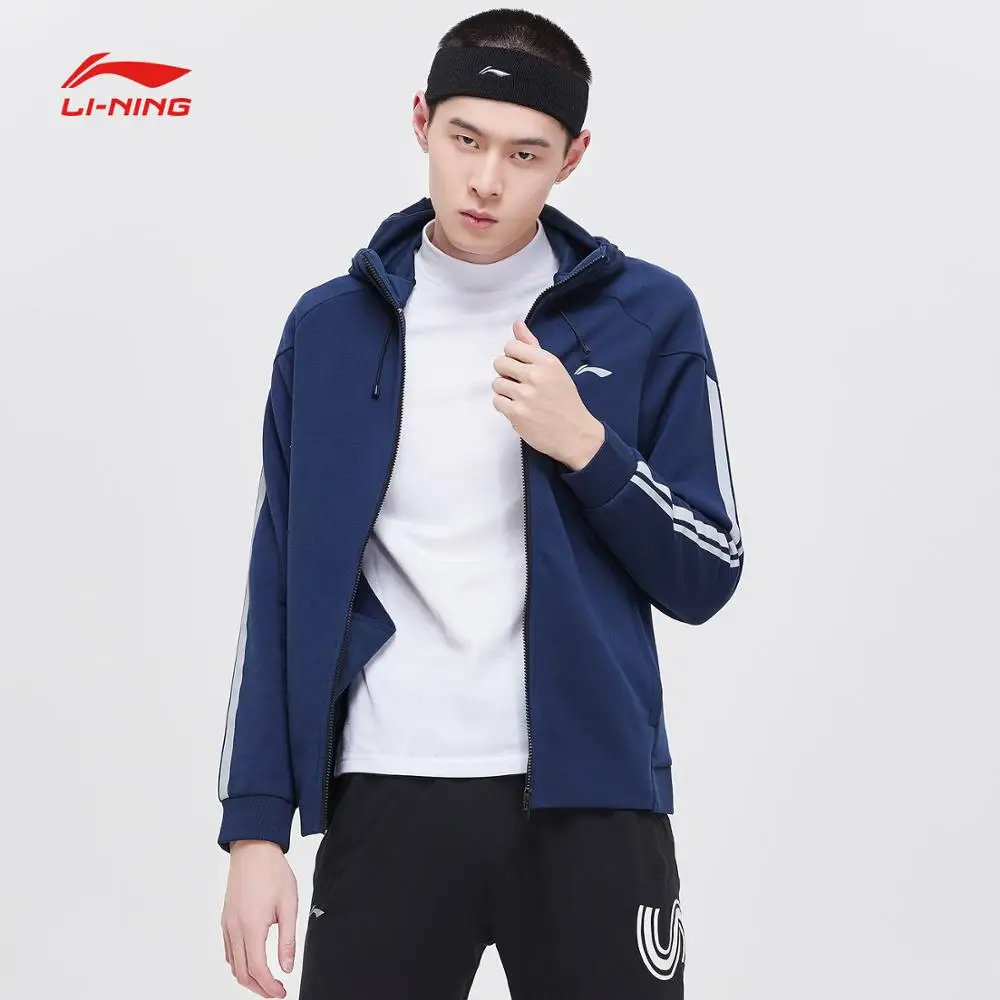 Li-Ning мужская Спортивная толстовка с капюшоном, Стандартная посадка, 63% полиэстер, 37% спандекс, Удобная подкладка, спортивный свитер для фитнеса, AWDP157 CJFM19