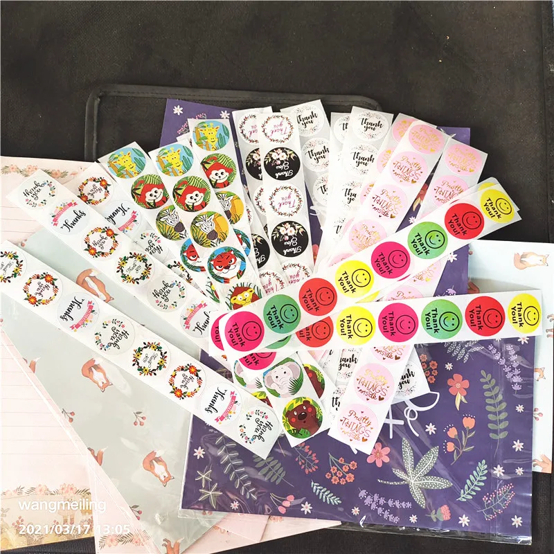 

500Pcs/roll Round Gift Sealing Stickers "Thank You for Supporting My Small Business" Labels for Order Packaging Envelopes Seals