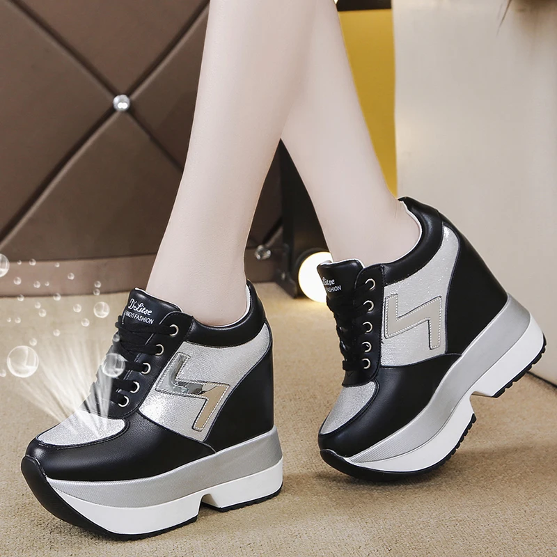 Rimocy/женские кроссовки на танкетке Блестящие Эспадрильи высокой платформе