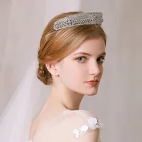 Luxury Cubic Zirconia Bridal Headwear Women Wedding Headbands Silver Color Hairwear Hair Jewelry HQ0028