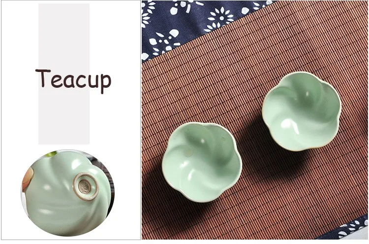 1 Pot 2 Cups Smoothness Ru Kiln Porcelain Tea Sets Celadon Teapot Cup Portable Travel Set Teaset Quik Teacup | Дом и сад