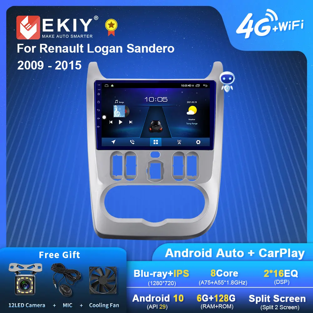 

Автомагнитола EKIY S7T на Android для Renault Logan 1 Sandero 2009 2010 2011 2012 2013 2014 2015 стере GPS-навигационная система Carplay мультимедийный видеоплеер