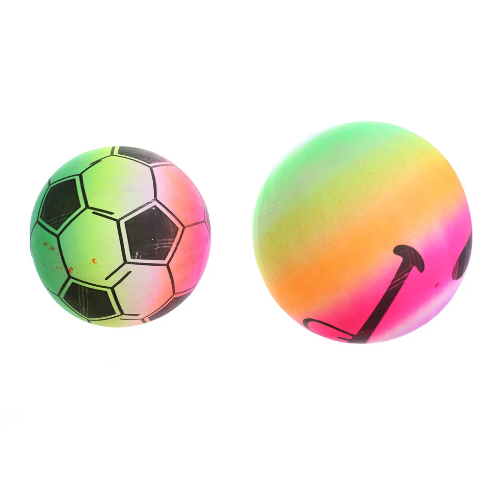 

1PCS Outdoor Rainbow Inflated Ball Football Toy Water Beach Game Toy For Kid Children Swimming Pool Gifts Random Colored