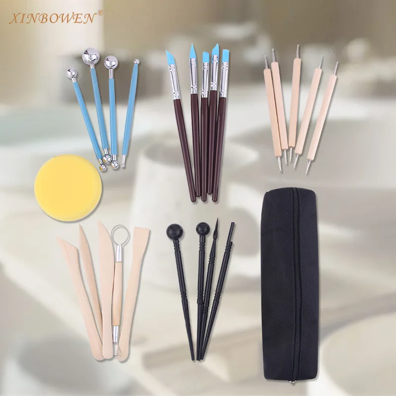 

Indentation pen silicone pen multi-purpose combination DIY clay ceramic tool with cloth bag set