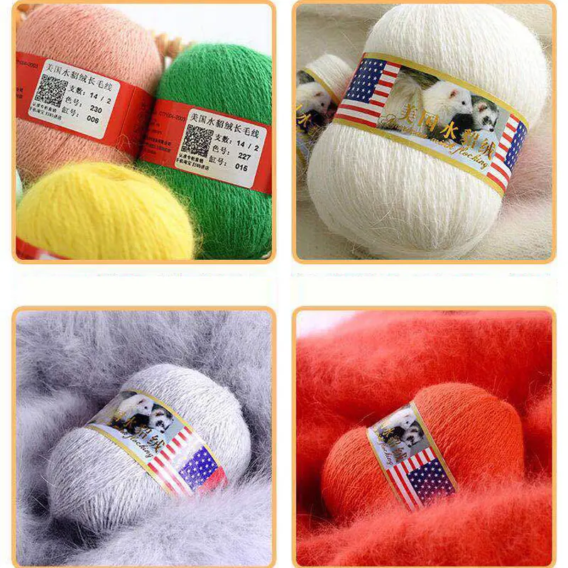 50+20g/set Long Plush Mink Yarn Cashmere Crochet Yarns Anti-pilling Hand-Knitting Thread For Cardigan Scarf Suitable Winter | Дом и сад