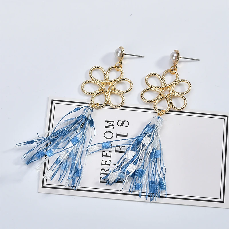 Серьги сделай сам серьги девушки Молодежные смешанные цвета шелковые ленты