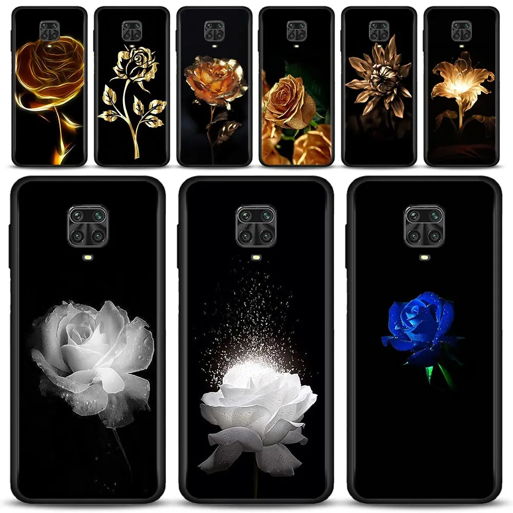 

Shell For Xiaomi Redmi Note 11 9 8 10 Pro 7 9T 8T 9S 10Lite Case for REDMI 9 8 9C 9A 8A 7A Silicone Cover Gold Rose Flower