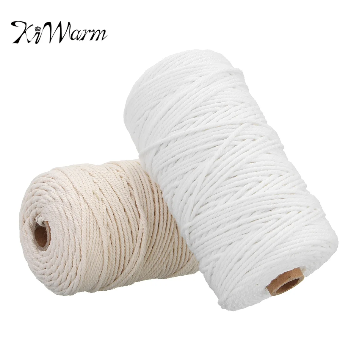 KiWARM 3 мм x 200 м натуральный бежевый белый Хлопковый витой шнур веревка крафт