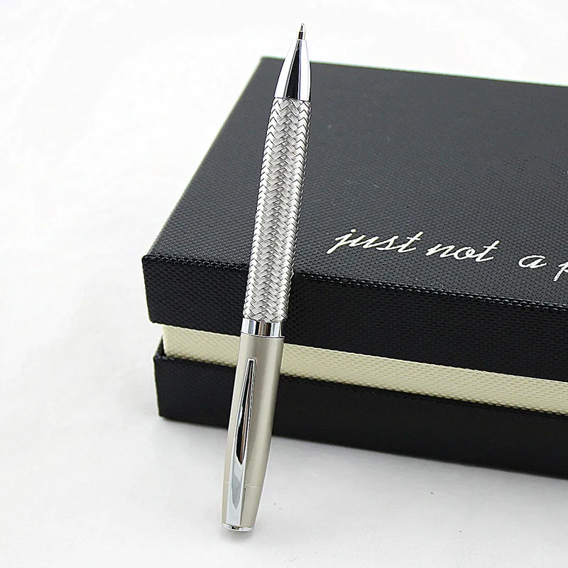 Роскошные шариковая ручка из нержавеющей стали серебряная клипса красивая