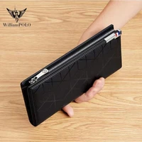 brand mens wallet business striped clutch leather purse for male fashion man card holder with zipper phone bag