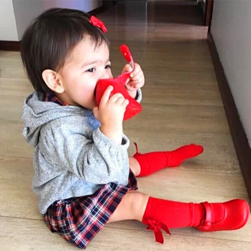 Милые носки для маленьких девочек до колена с бантом детские принцессы милые