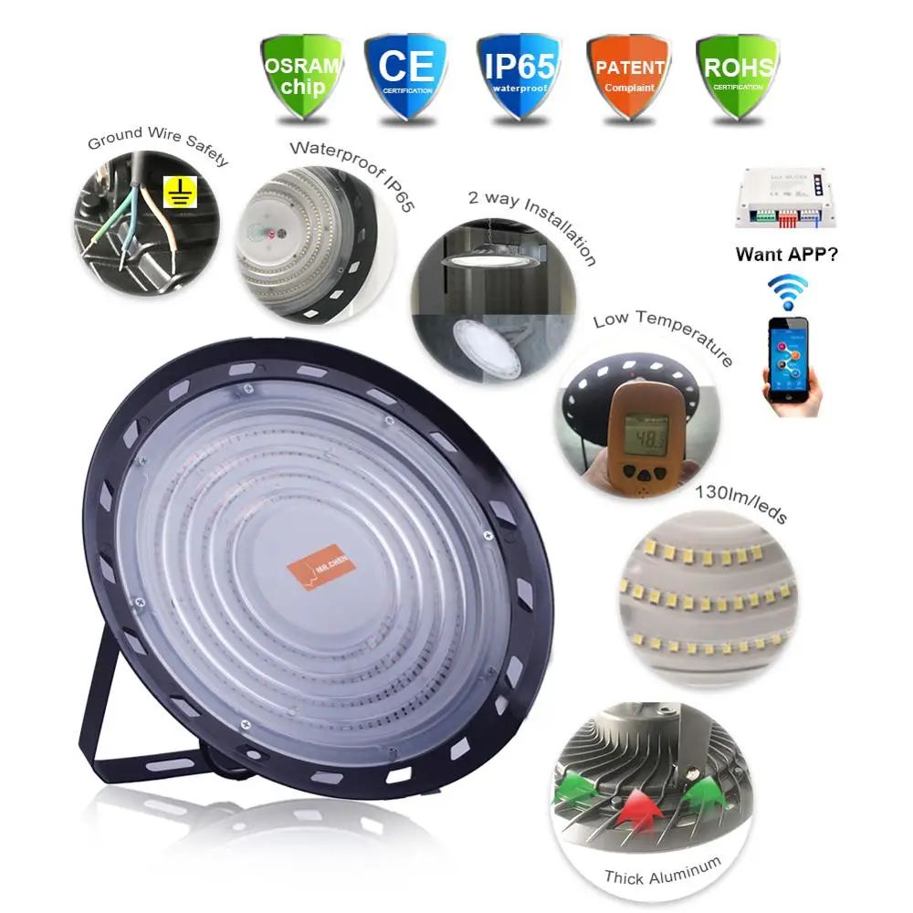 Гарантия 5 лет светодиодный светильник высокого залива водонепроницаемый IP65