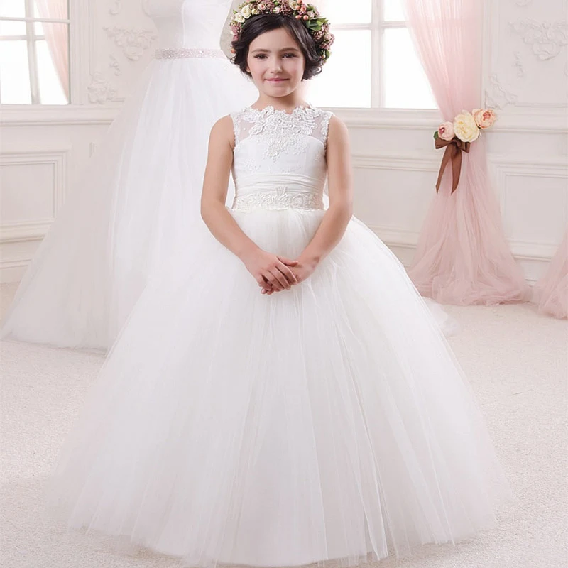 Picture style Элегантные Платья с цветочным узором для девочек кружевные тюлевые халаты без рукавов для свадьбы, Первое Святое Причастие, праздничные платья - Цвет: Picture style