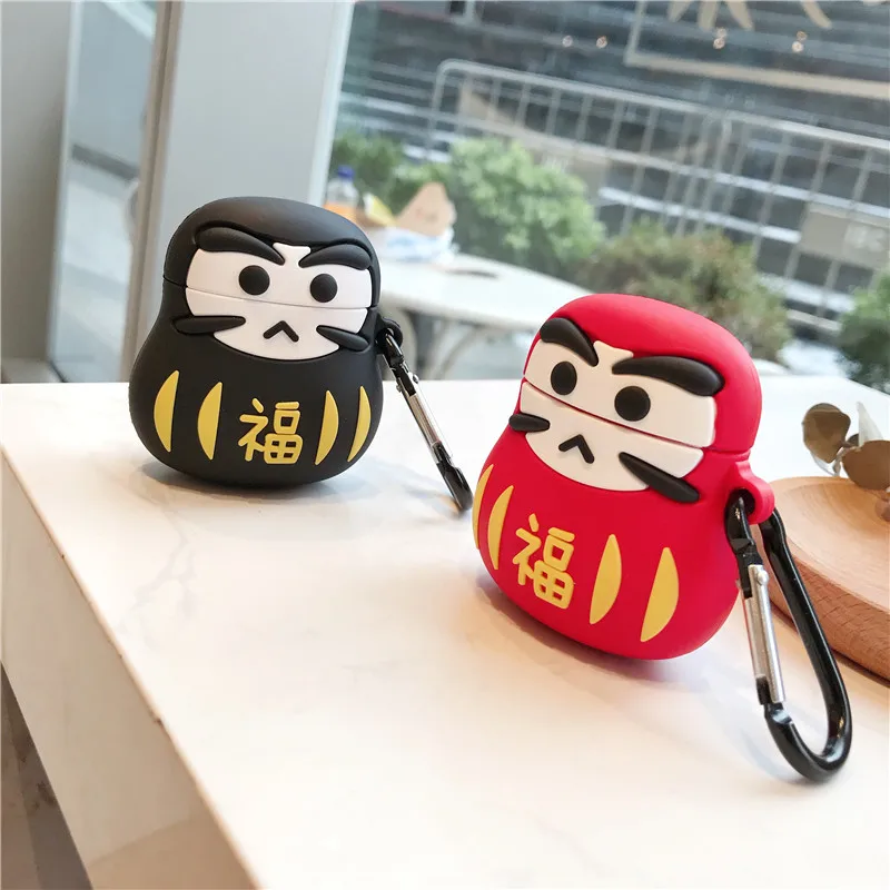 Япония удача Дарума тумблер Кукла талисман корпусы гарнитурные для Apple Airpods 1/2 силиконовый защитный чехол для наушников Аксессуары