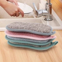 cleaning magic sponge kitchen double sided scouring pad reusable washing dishwashing pot brush home multifunction microfiber