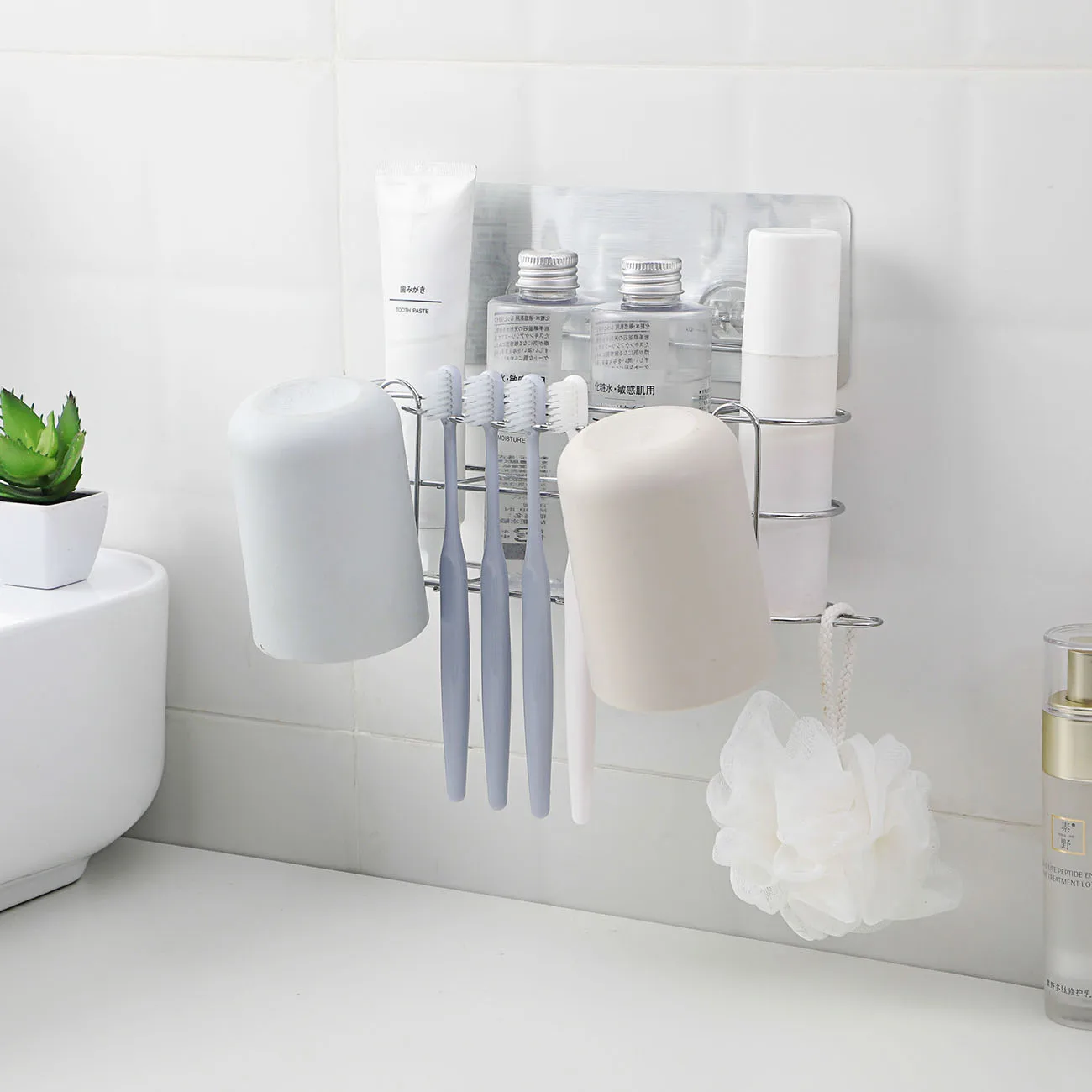 Стеллаж для ванной из нержавеющей стали настенный держатель зубных щеток чашки