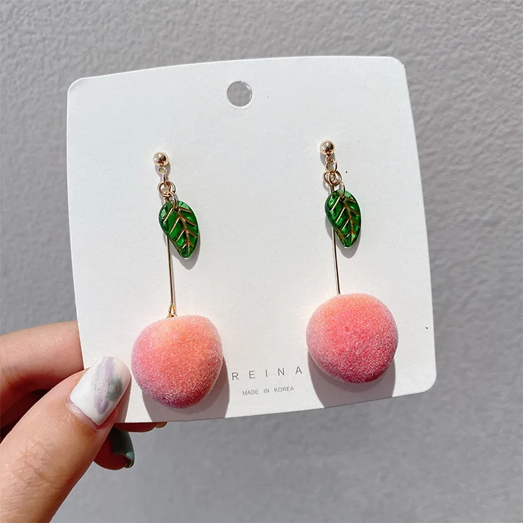 

2020 New Arrival Zeojrlly Metal Trendy Women Dangle Earrings Ear Ornament Peach Earrings Cute Female Jewelry For Women