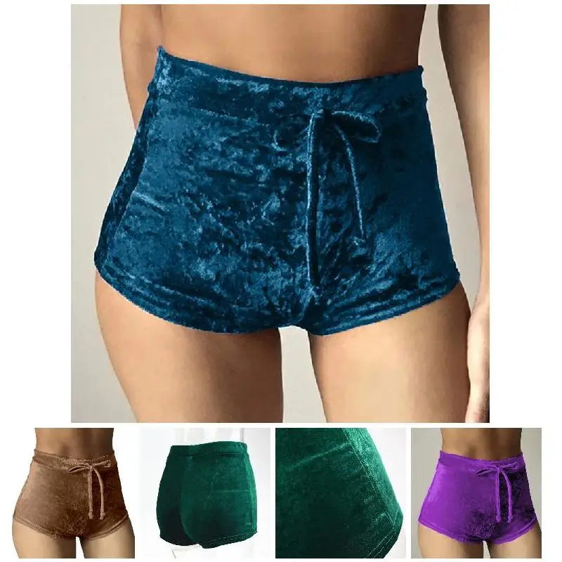 2019 горячая Распродажа женские бархатные шорты с завязками повседневные высокой