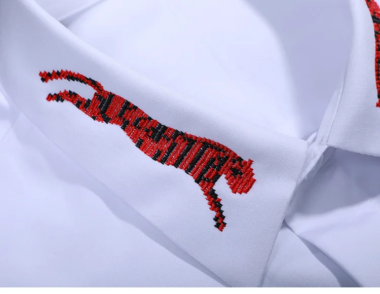 Men Luxury Red Leopard Long Sleeve Mens Black White Slim Fit Casual Shirts Plus Size 4xl Party Man Shirt | Мужская одежда