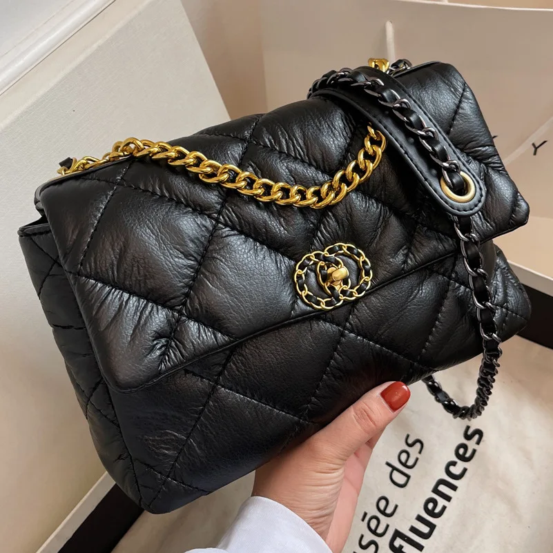 

Chain Armpit Women's Bag 2021 New Winter One-shoulder Messenger Rhombic Large-capacity Soft Leather Small Square Bag