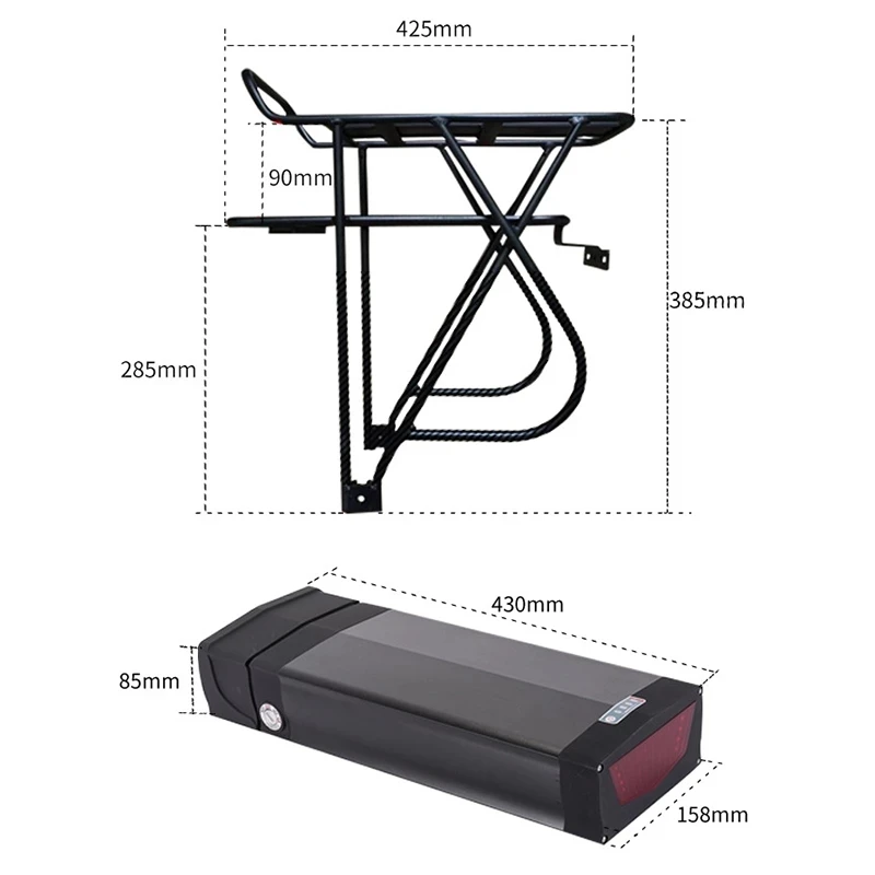 Задняя стойка Электрический аккумулятор для электровелосипеда литий-ионный 48 В