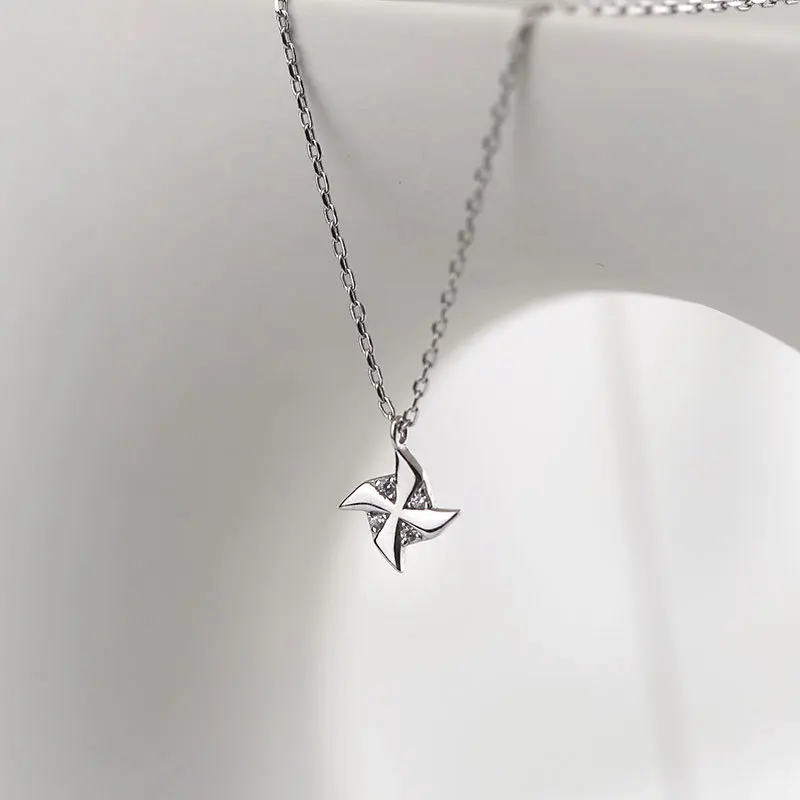 

S925 Sterling Silver Necklace for Women Windmill Necklace Simple Temperament Clavicle Chain for Wedding Gifts Jewelry Collares