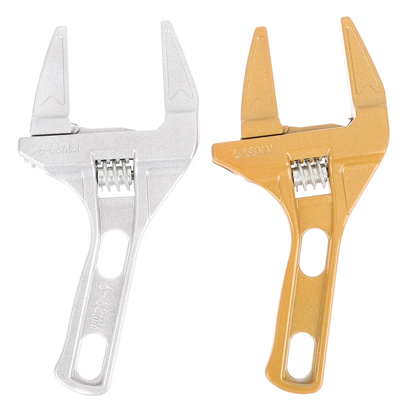 

1pc Short Shank Large Opening Bathroom Wrench Tool Aluminum Alloy Adjustable Snap Wrench Spanner Repair Set Tool New