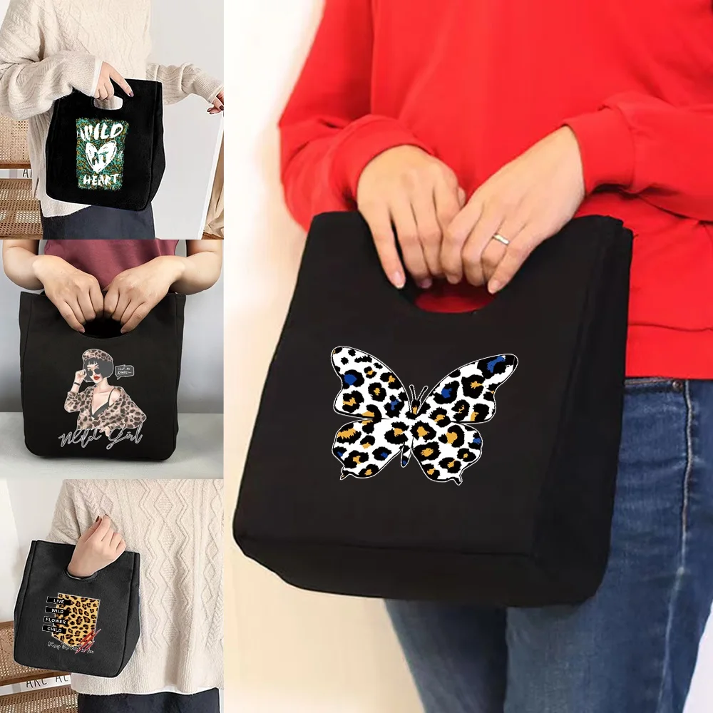 

Холщовая Сумка-тоут, Термосумка для ланча, экологически чистые сумки для хранения, женская сумка 2022, сумки с диким принтом, органайзер, дорож...