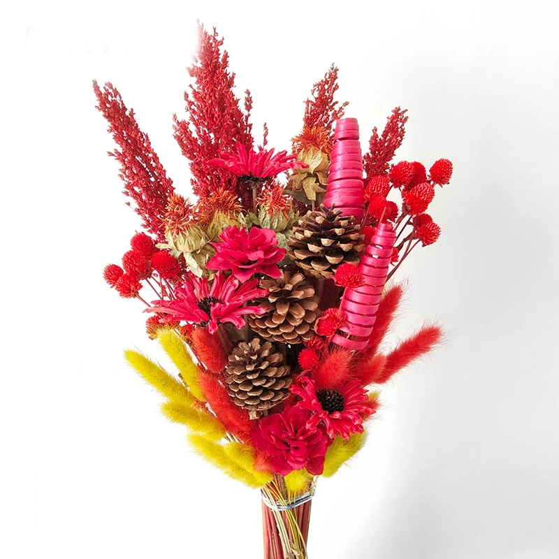 Кролик хвост трава листья Babysbreath натуральный Лотос сосновые конусы хлопковая