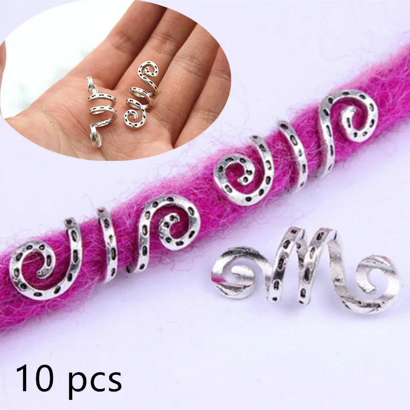 10 шт. пластиковые бусины для плетения волос в стиле ретро