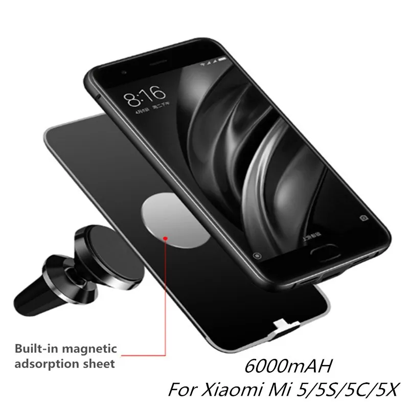 6000 мАч портативный Power Bank чехол для Xiaomi Mi 5 5X батарея зарядное устройство 5S 5C