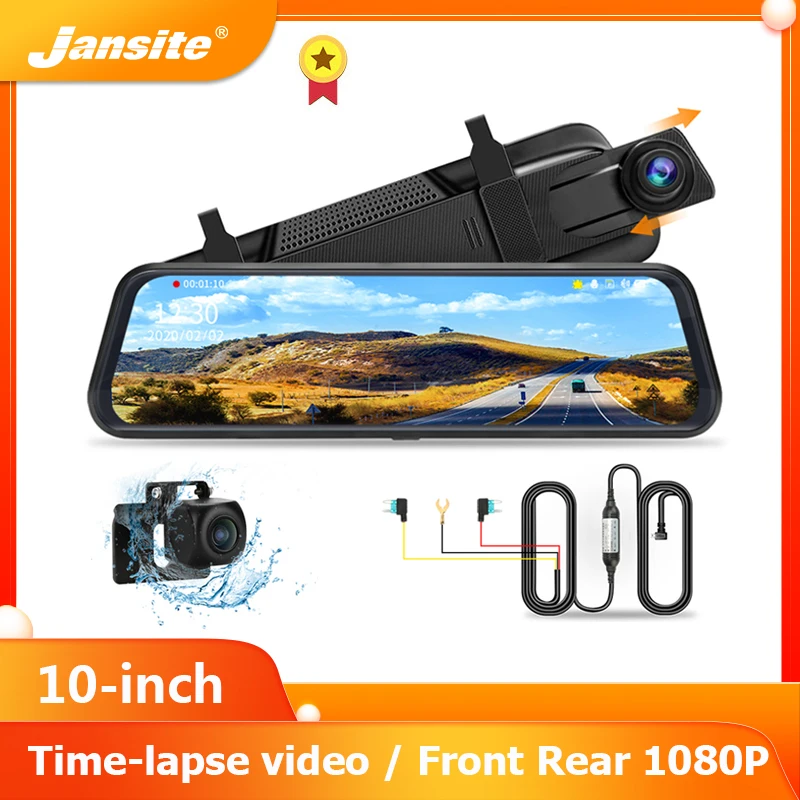 Jansite 10 &quotАвтомобильный видеорегистратор с сенсорным экраном 1080P поток медиа двойной объектив время lapse