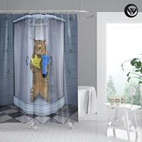 2021 print bathroom cute cat animal polyester bath shower curtain eco friendly funny design children waterproof shower curtain