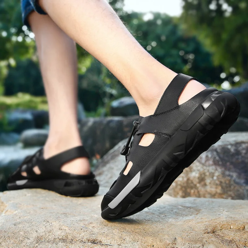 Сандалии мужские из натуральной кожи водонепроницаемая обувь для занятий