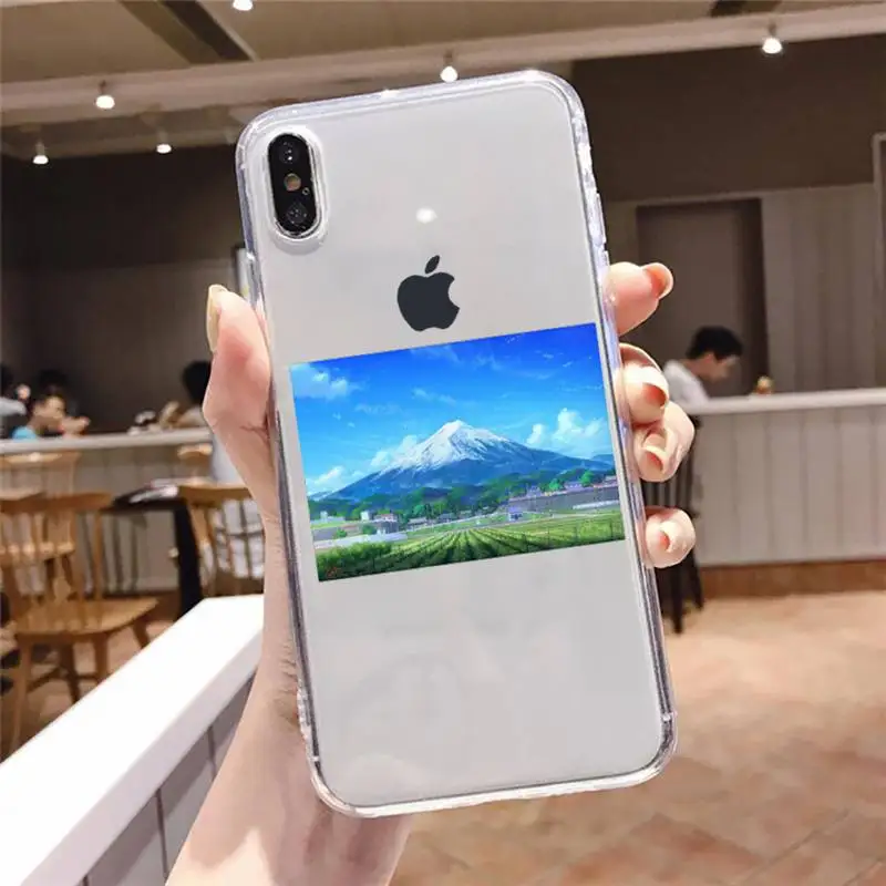 

Mount Fuji Art Painting Phone Case For iphone 12 11 8 7 6s 6 5 5s 5c se plus mini x xs xr pro max Transparent soft