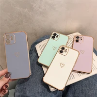 electroplated shockproof phone case for iphone 11 pro max 12 7 8 plus xs max 12 mini x xr se 2020 cute love heart shiny shell