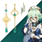 Аниме Genshin ударные серьги для косплея Keqing тартаглия кици сахароза Запад ветер Рыцари кейя ушные Клипсы длинные висячие подарки