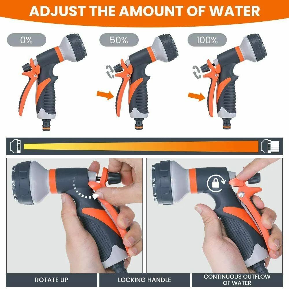 

8 Pattern Garden Water Gun Hose Nozzle Mutifunctional Household Car Washing Yard Water Sprayer Pipe Tube Nozzle Sprinkle Tools