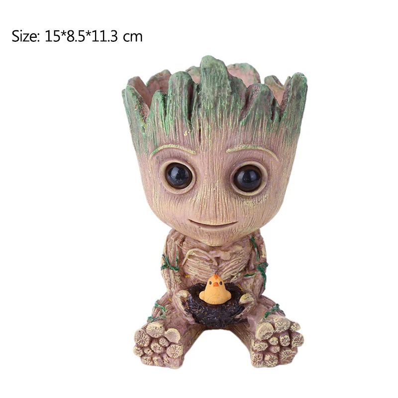 Strongwell Flowerpot Baby Groot Pen Pot Holder Plants Flower Pot Cute Action Figures Toys for Kids Gift Desktop Decoration