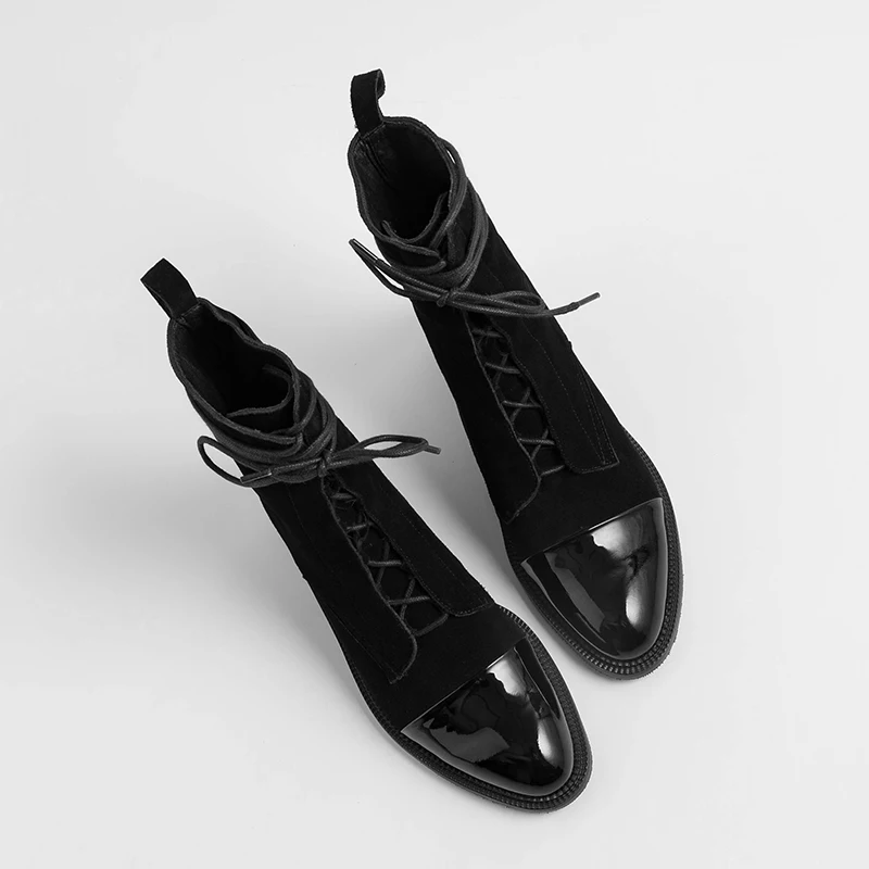 Xiuningyan/Модные женские Ботинки martin; женские ботильоны из натуральной кожи на шнуровке; Осенняя Базовая женская обувь из мягкой кожи ручной работы