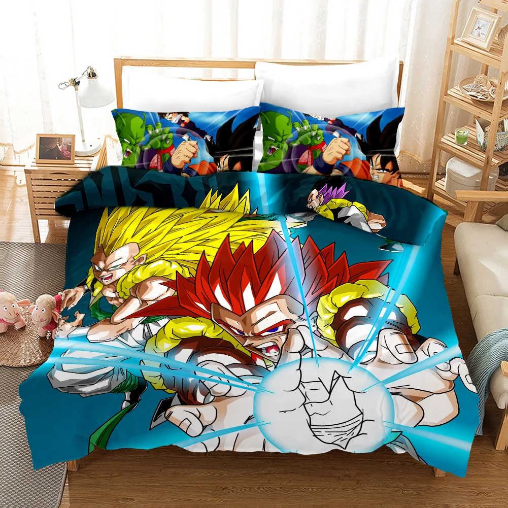 Комплект постельного белья с 3D рисунком, с принтом Dragon Ball, детская кровать для взрослых, набор пододеяльников, набор пододеяльников, двуспальный размер, наволочки, одеяло, постельное белье