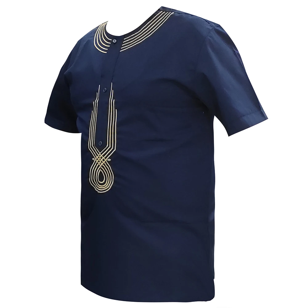 Dashikiage африканская мужская одежда мода повседневная темно-синяя хлопок
