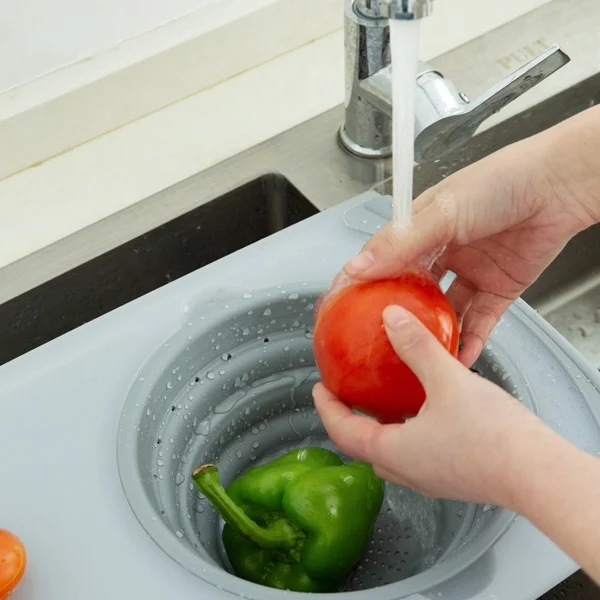 Многофункциональная 3 в 1 корзина для слива раковины разделочная доска овощей и