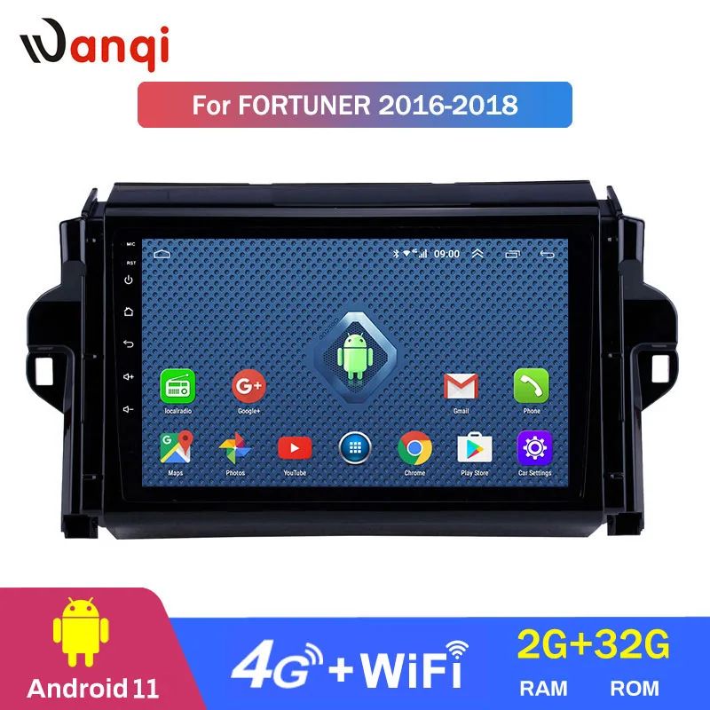 

9-дюймовый HD сенсорный экран GPS-навигация для 2016 2017 2018 Toyota Fortuner автомобильная стереосистема с поддержкой SWC BT WiFi Android 11 Авторадио